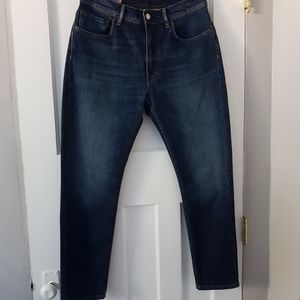 Acne High Rise Tapered Crop Denim Jean Melk Dark Blue Sz 29